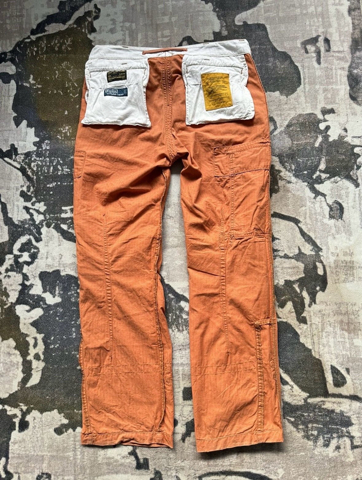 Vtg 90's Polo Ralph Lauren Orange RL-067 Military Bondage Cargo Mns Sz 36 x 30