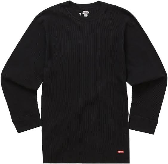 Supreme Hanes Black Thermal Crew One Pack Size Small Streetwear