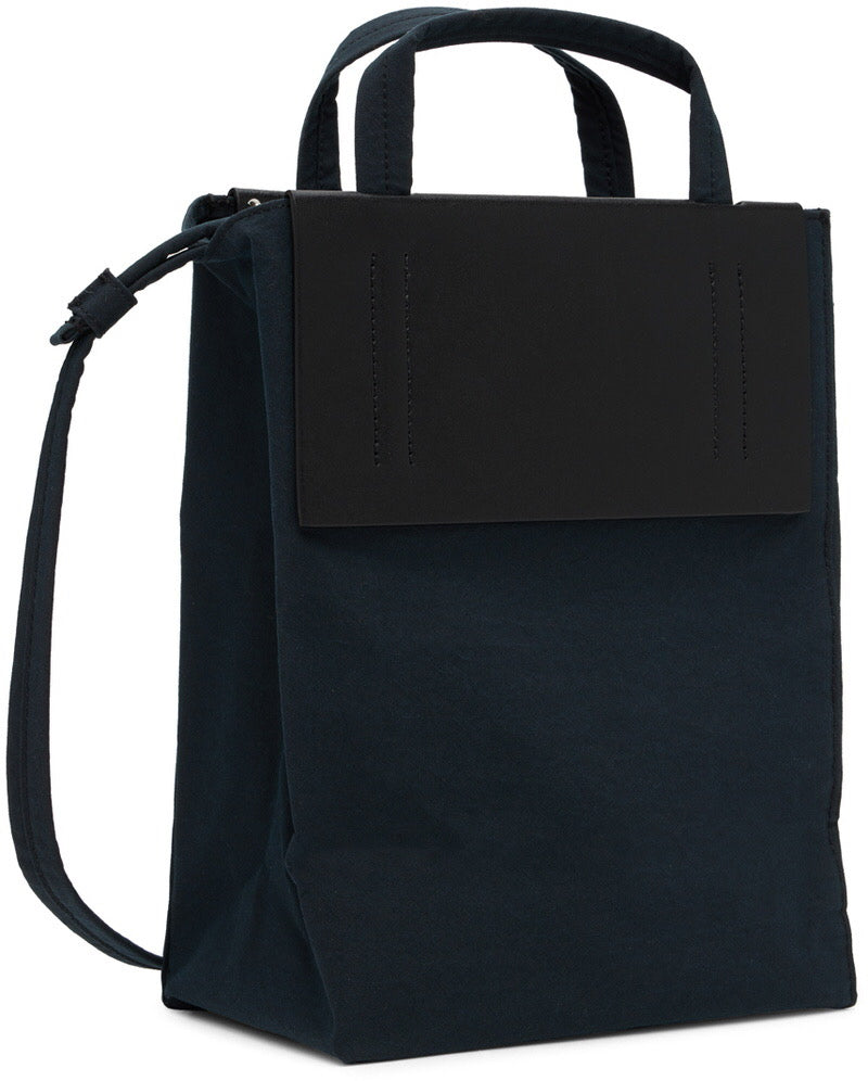 ACNE STUDIOS Black Papery Nylon Canvas & Buffed Calfskin Tote Bag