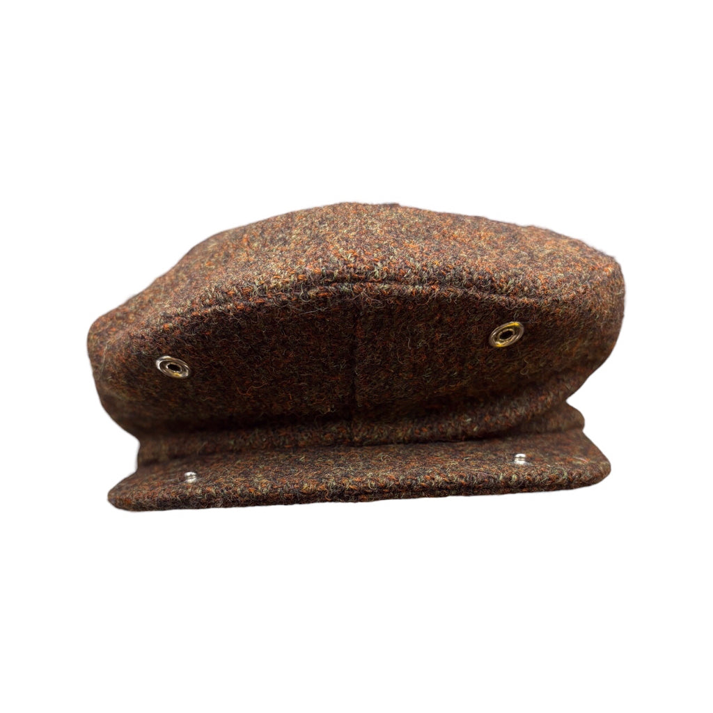 Eddie Bauer Harris Tweed Y2K Vintage Brown Wool Newsboy Button Earflap Closure Hat Sz S