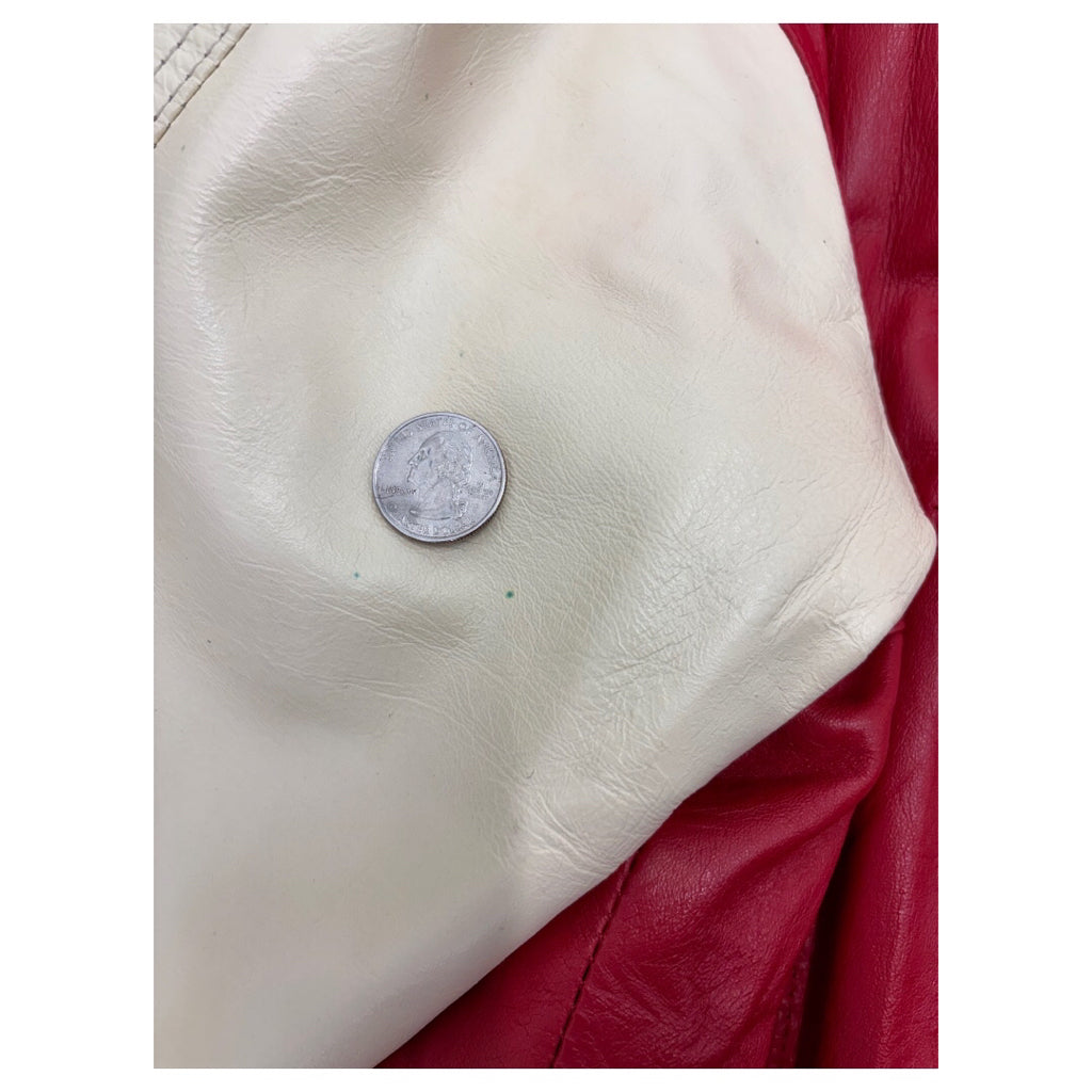 LEATHER 9000 Men's Kappa Alpha Psi Fraternity Leather Varsity Jacket Coat Red Cream D9