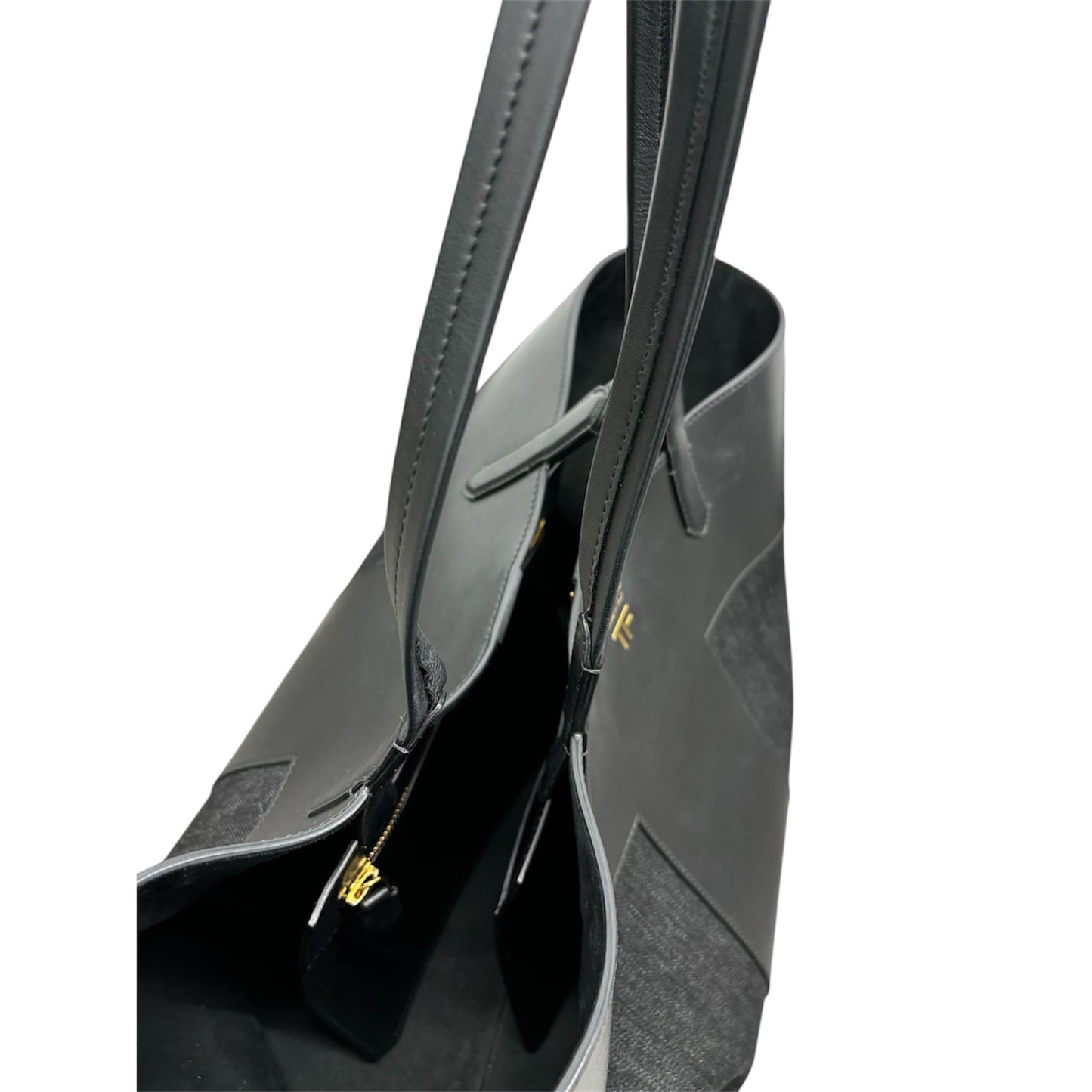 Tom Ford Women Black Gold Hardware Large Tote Handbag