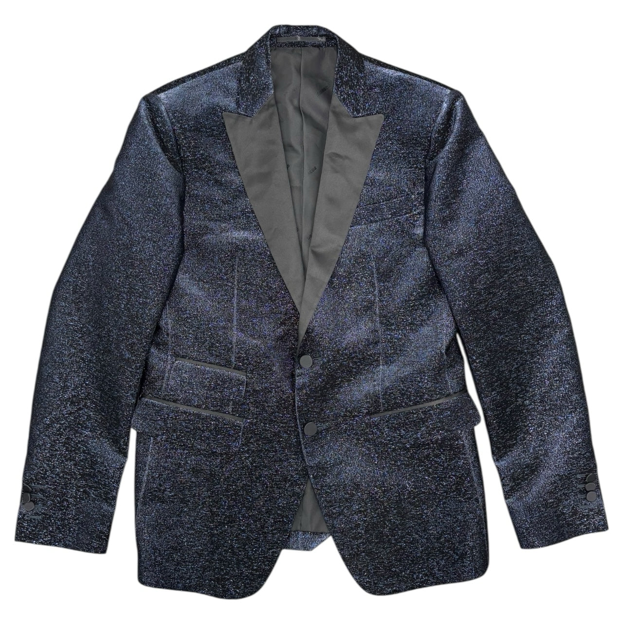 DSQUARED2 GLITTER TWEED BLUE BLACK SLIK BLEND SUIT BLAZER SZ 52
