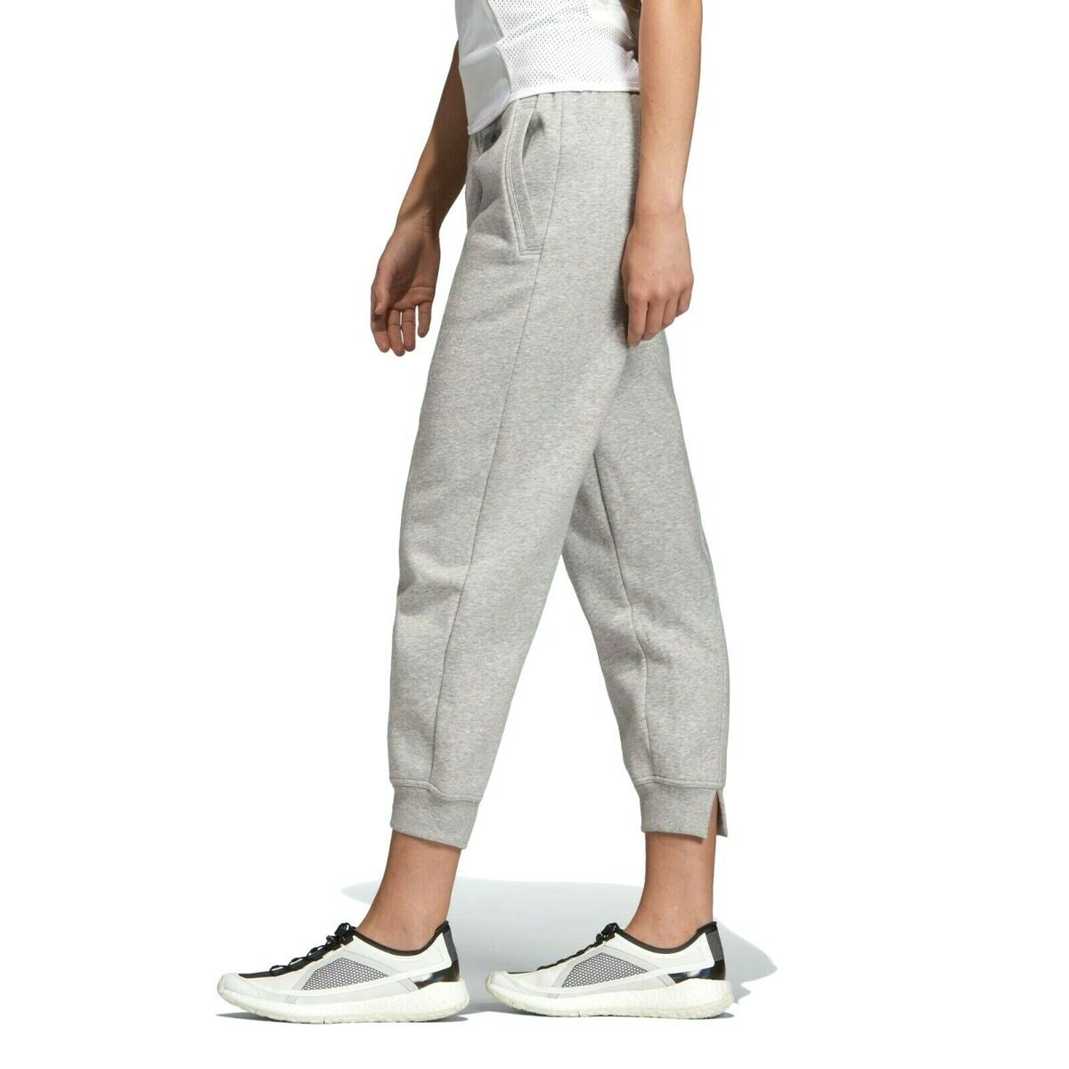 Adidas By Stella McCartney Heather Grey Cropped Spilt Cuff Women Sweatpants Sz S NWT