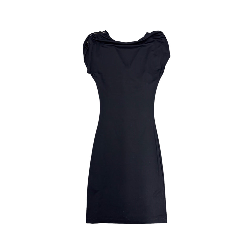 JUST CAVALLI Sleeveless Solid Color Black Scrunch Shoulder Dress Sz 42