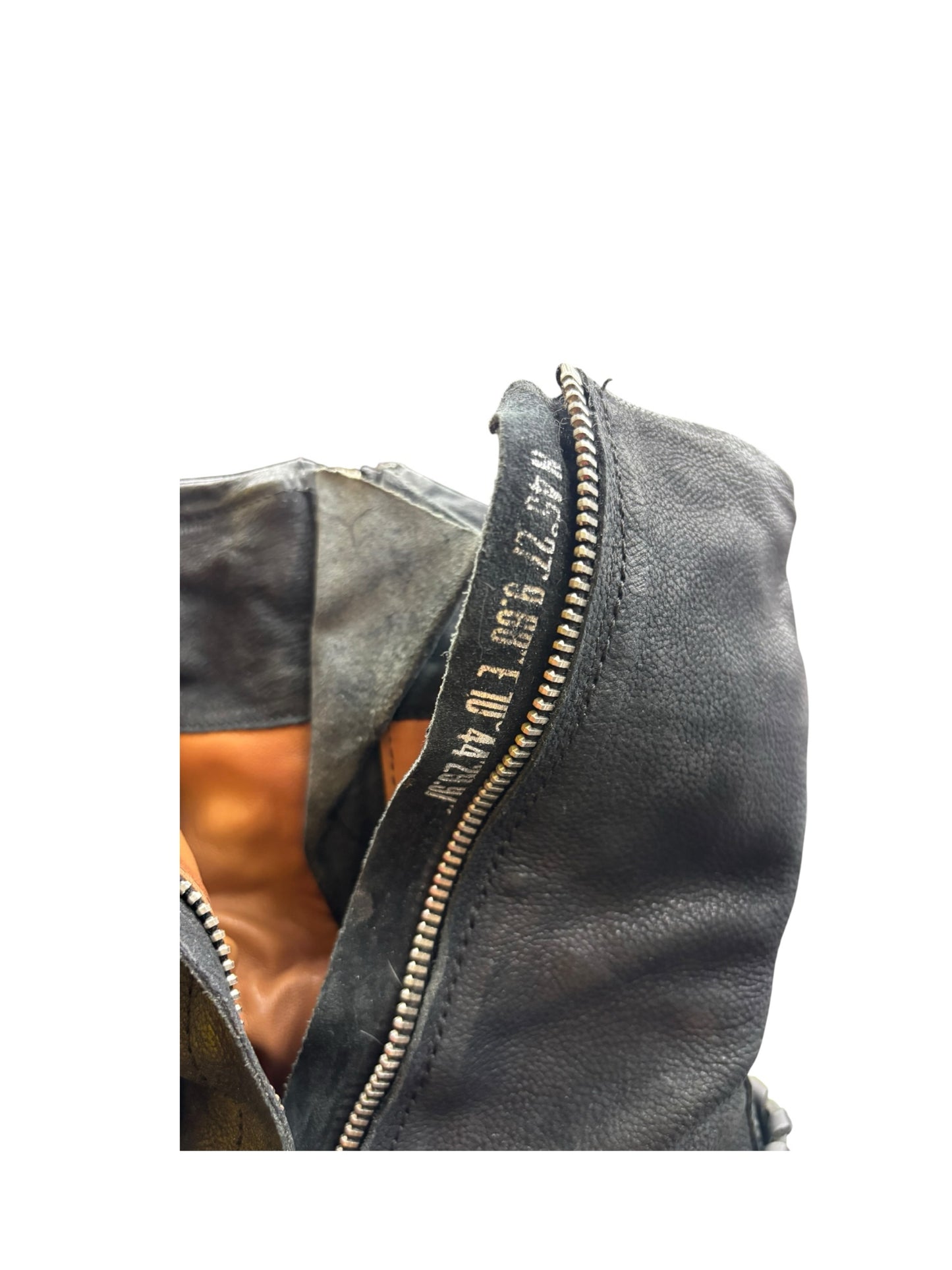 A.S.98 Archibald Black Leather Whipstitch Spur Back Strap Double Zipper Boot