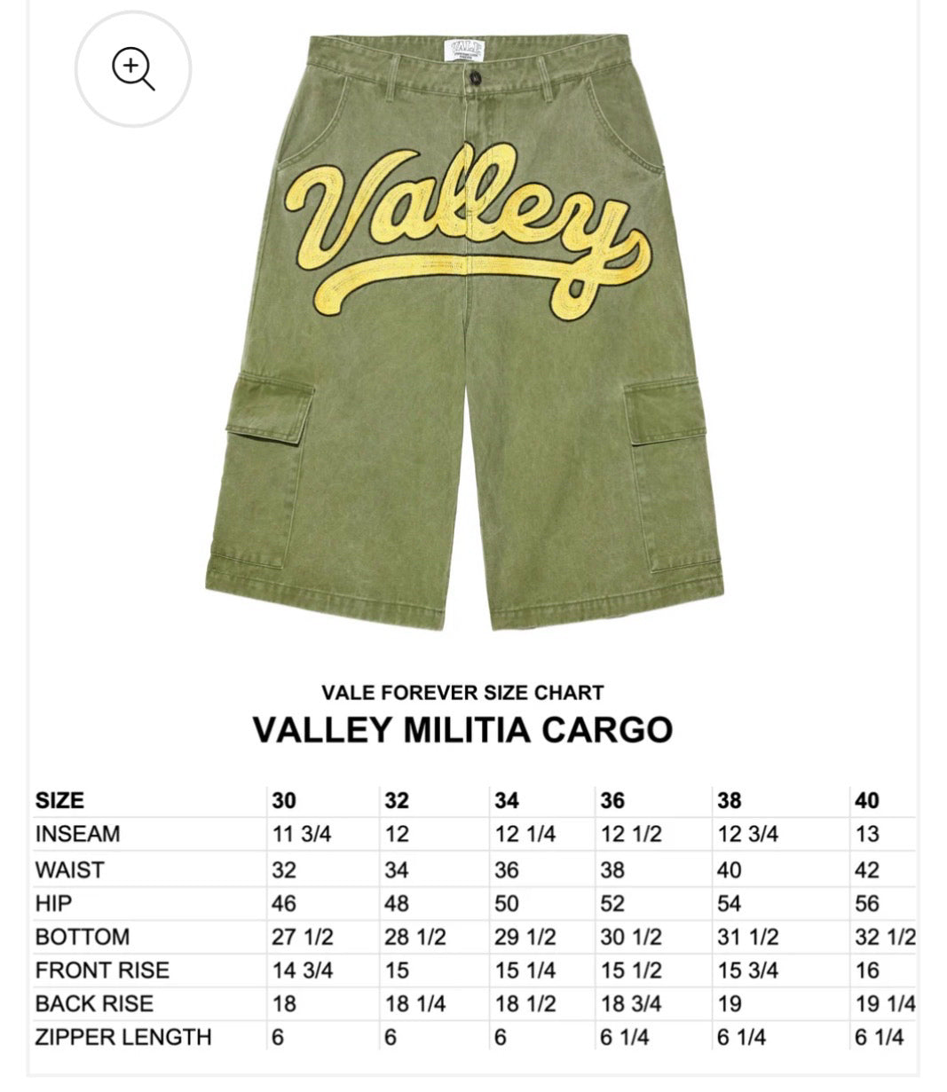 Vale Forever Valley Militia Cargo Green Men Shorts Sz 40 NWT