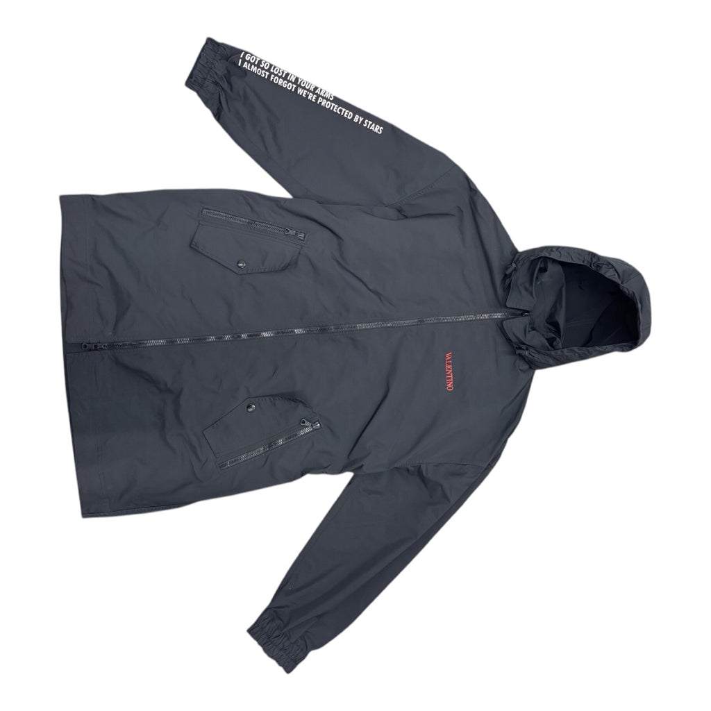 Valentino Garavani Black Logo Moon Print Waterproof WindbreakerJacket Mns Sz 46