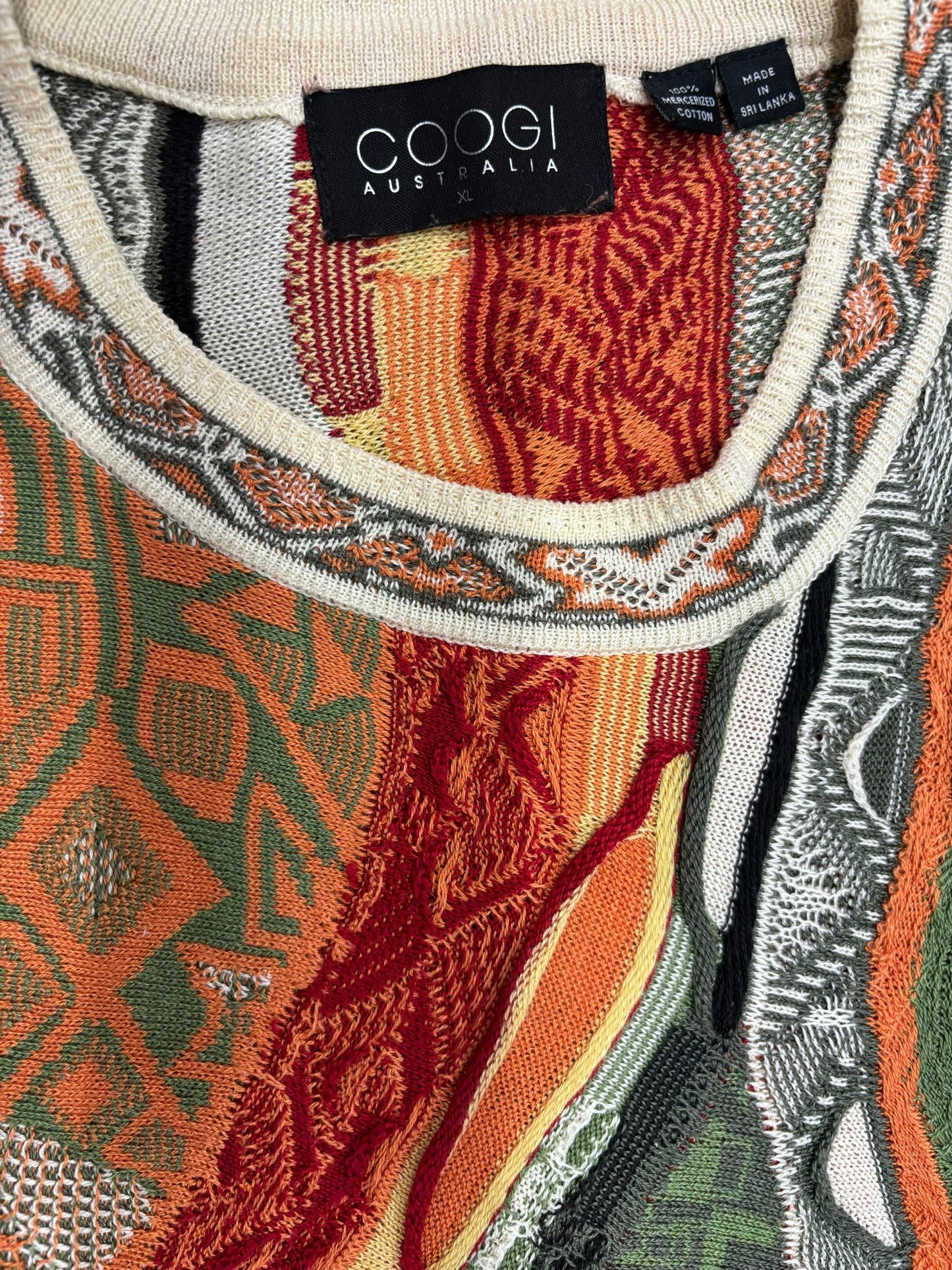 Coogi OG 50 Crewneck Mns Sz XL 3 Dimensional Knit Pullover Multi Color Rust