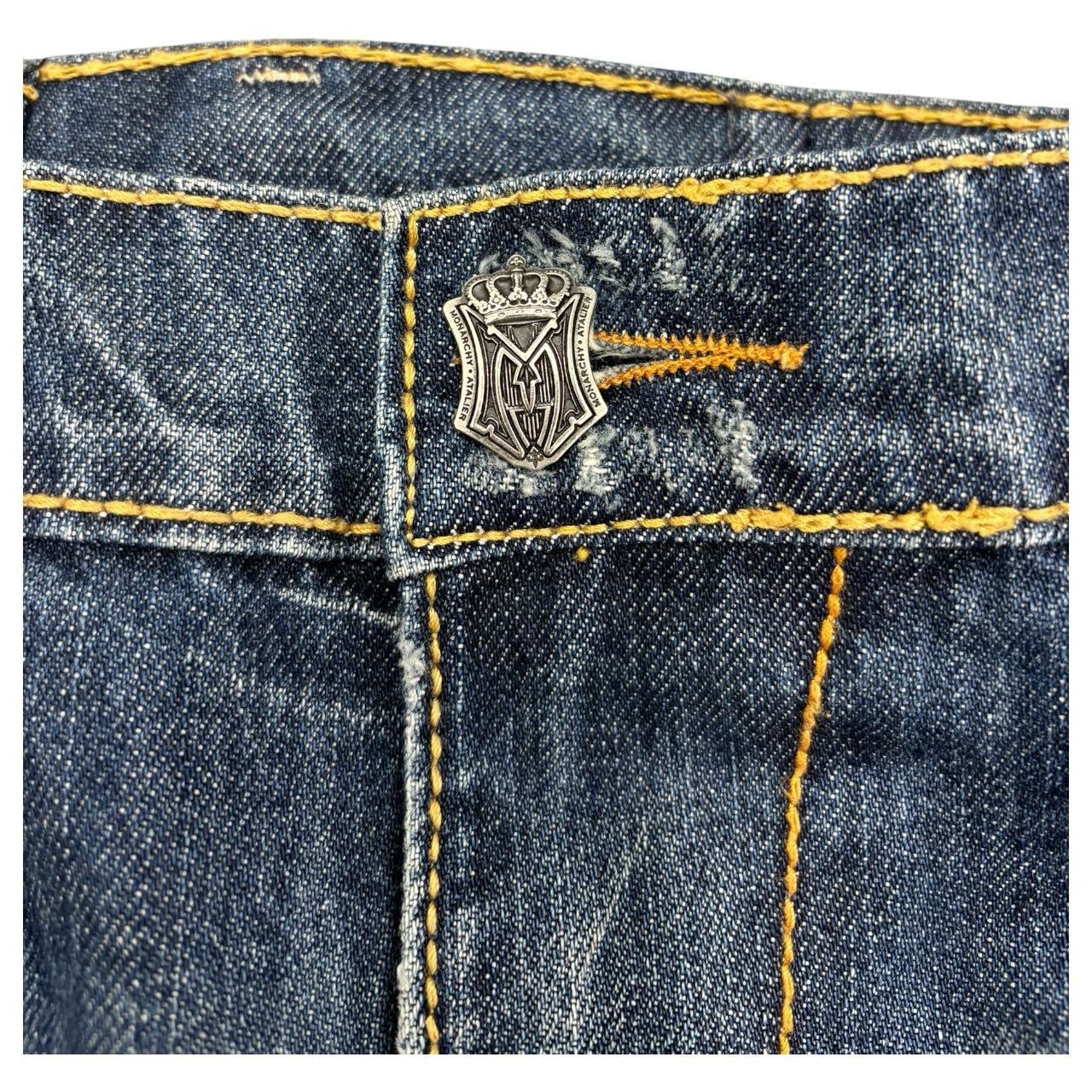 Vintage Monarch Made In USA Straight Leg Medium Wash W/ Embroidery Pocket 42W