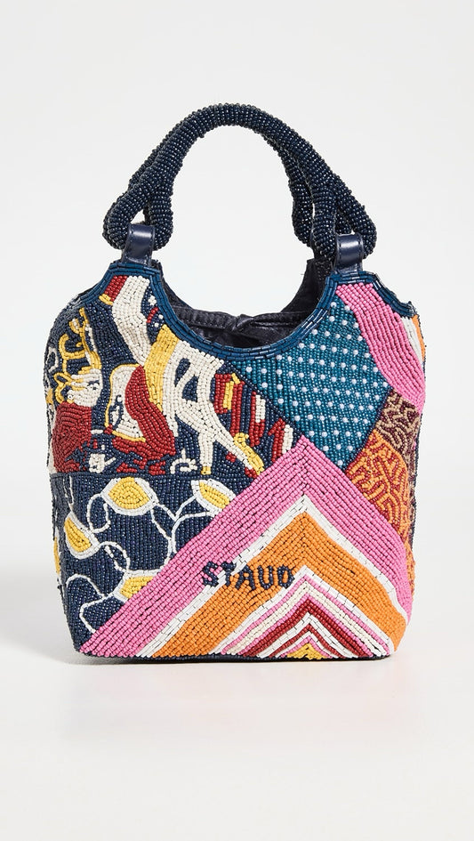 NWT Staud Cote Beaded Multi-color Tote Bag