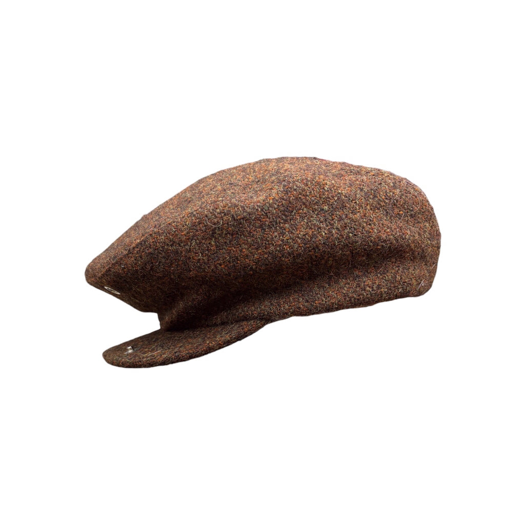 Eddie Bauer Harris Tweed Y2K Vintage Brown Wool Newsboy Button Earflap Closure Hat Sz S