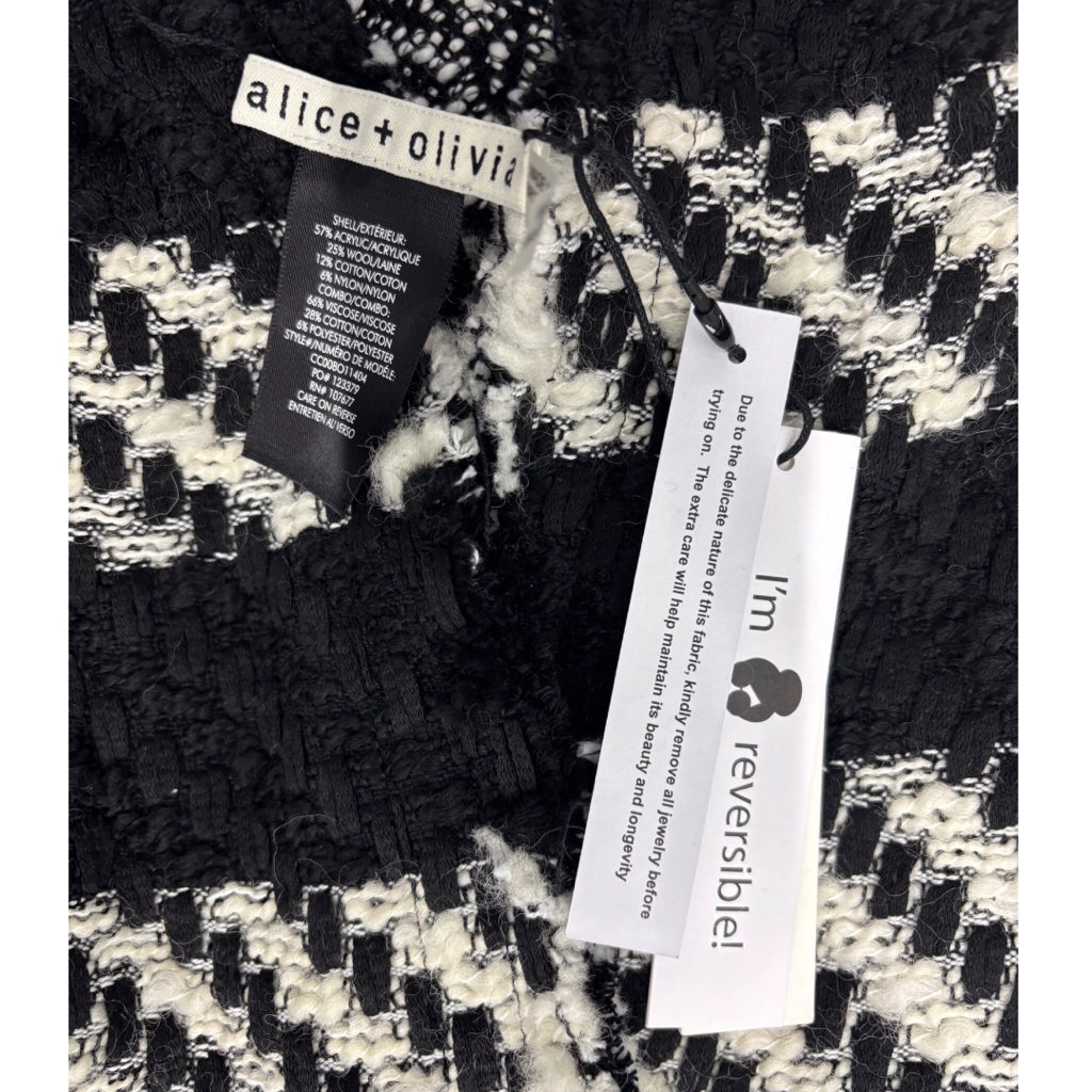 NWT Alice + Olivia Black/White Jorgie Reversible Sweater Coat Wms Sz S