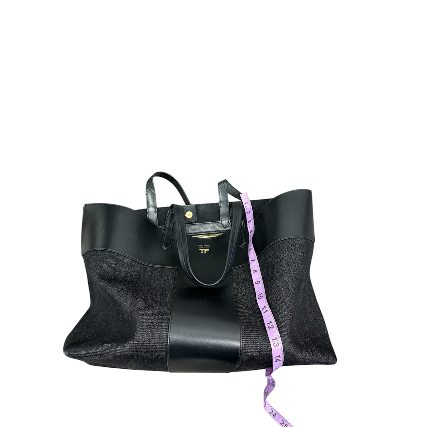 Tom Ford Women Black Gold Hardware Large Tote Handbag
