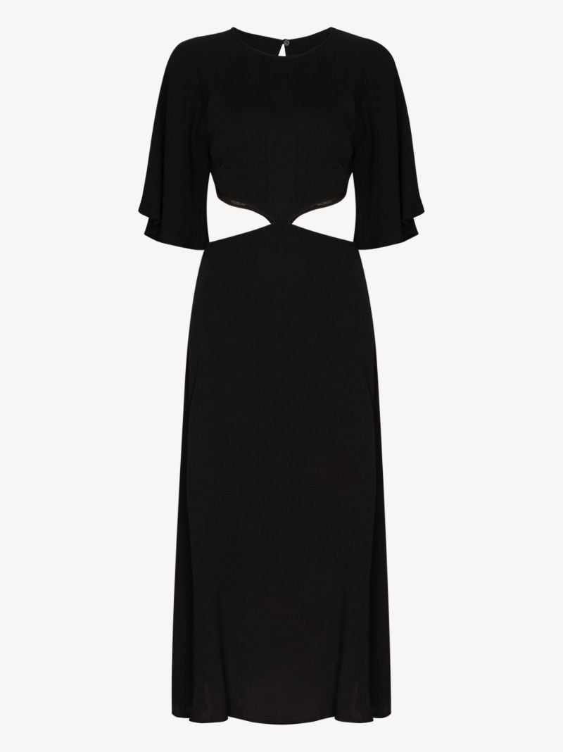 NWT Reformation Benny Cutout Midi Black Dress Wmns Sz 4 Flared Skirt