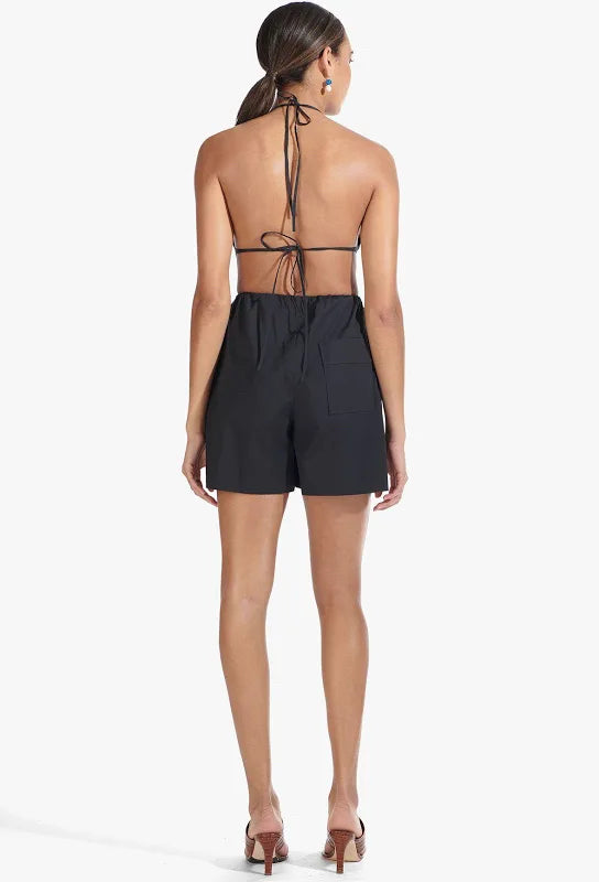 NWT Staud Georgia Black Halter Romper Wmns Sz 6