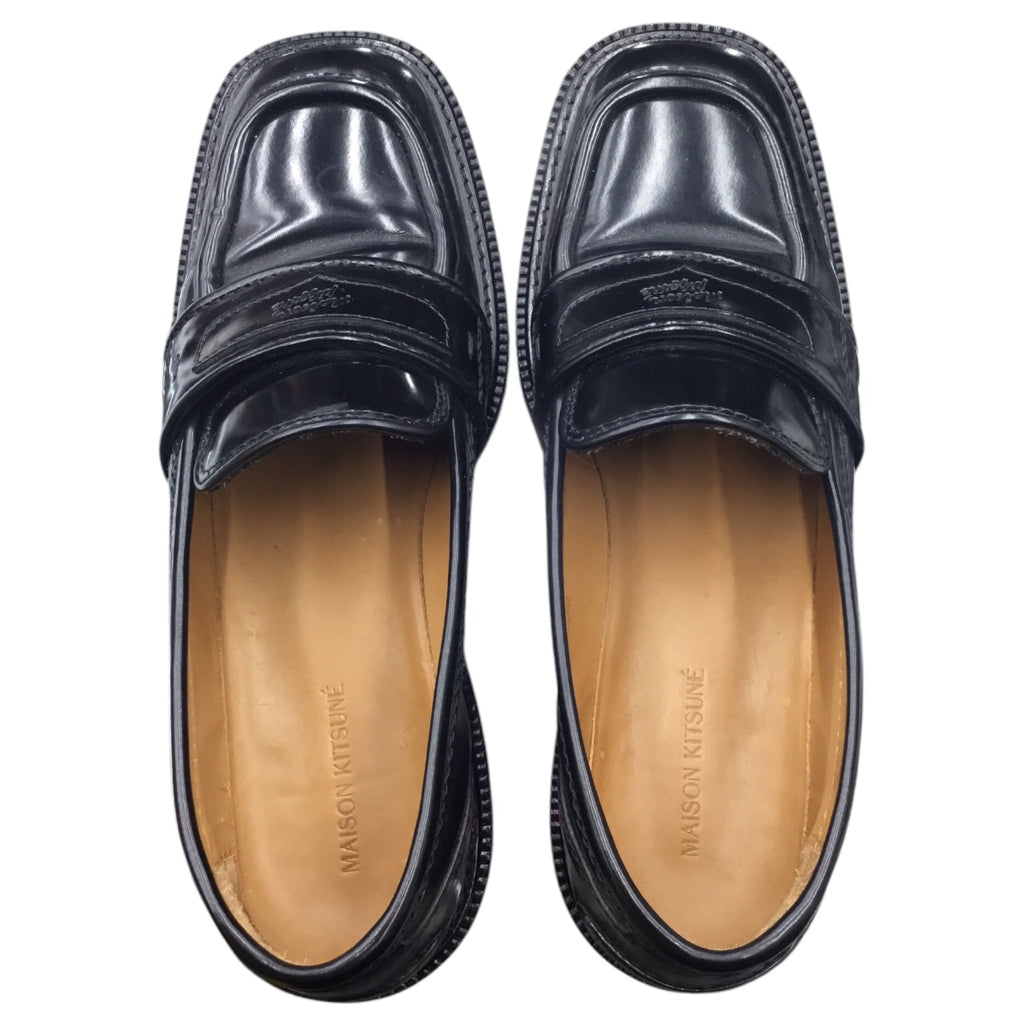MAISON KITSUNE Womens Loafer Shoe Sz 40 Black Glossy Solid Color Preppy Classy