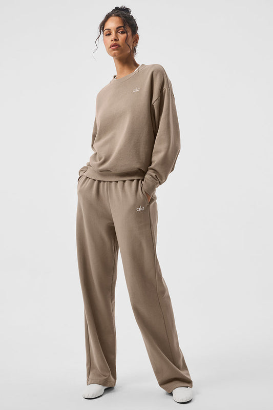 NWT Alo Yoga Accolade Straight Leg Gravel Sweatpant Wmns Sz S Khaki