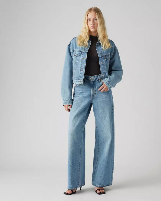 NWT Levi's Premium Xl Baggy Straight Wmns Jean Sz 28 x 31 Thanks Friend Mid Wash
