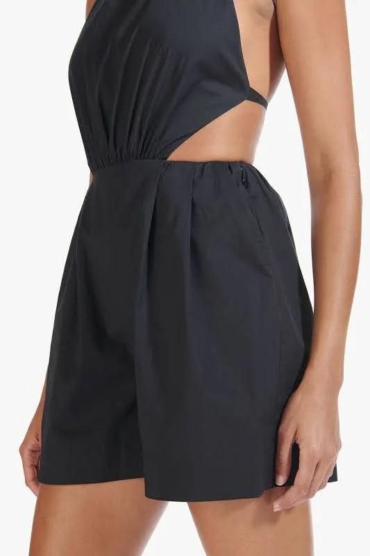 NWT Staud Georgia Black Halter Romper Wmns Sz 6