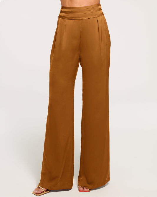 NWT Ramy Brook Joss Satin Wide Leg Pant In Copper Wmns Sz 2