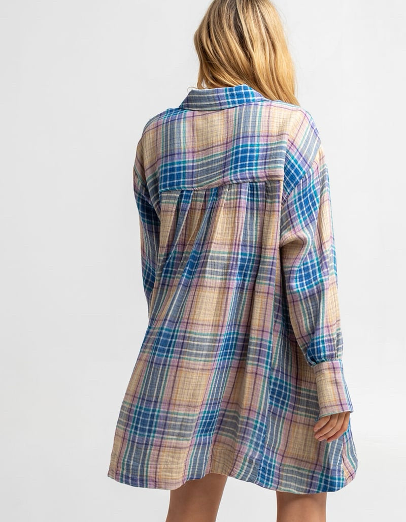NWT Free People Voyage Multi-Color Plaid Shirt Dress Wms Sz XS