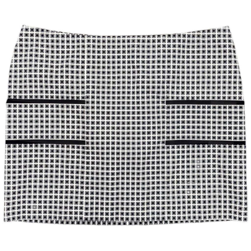 VERSACE Y2K Womens Square Pattern Mesh Stripes White Mini Skirt Sz 38