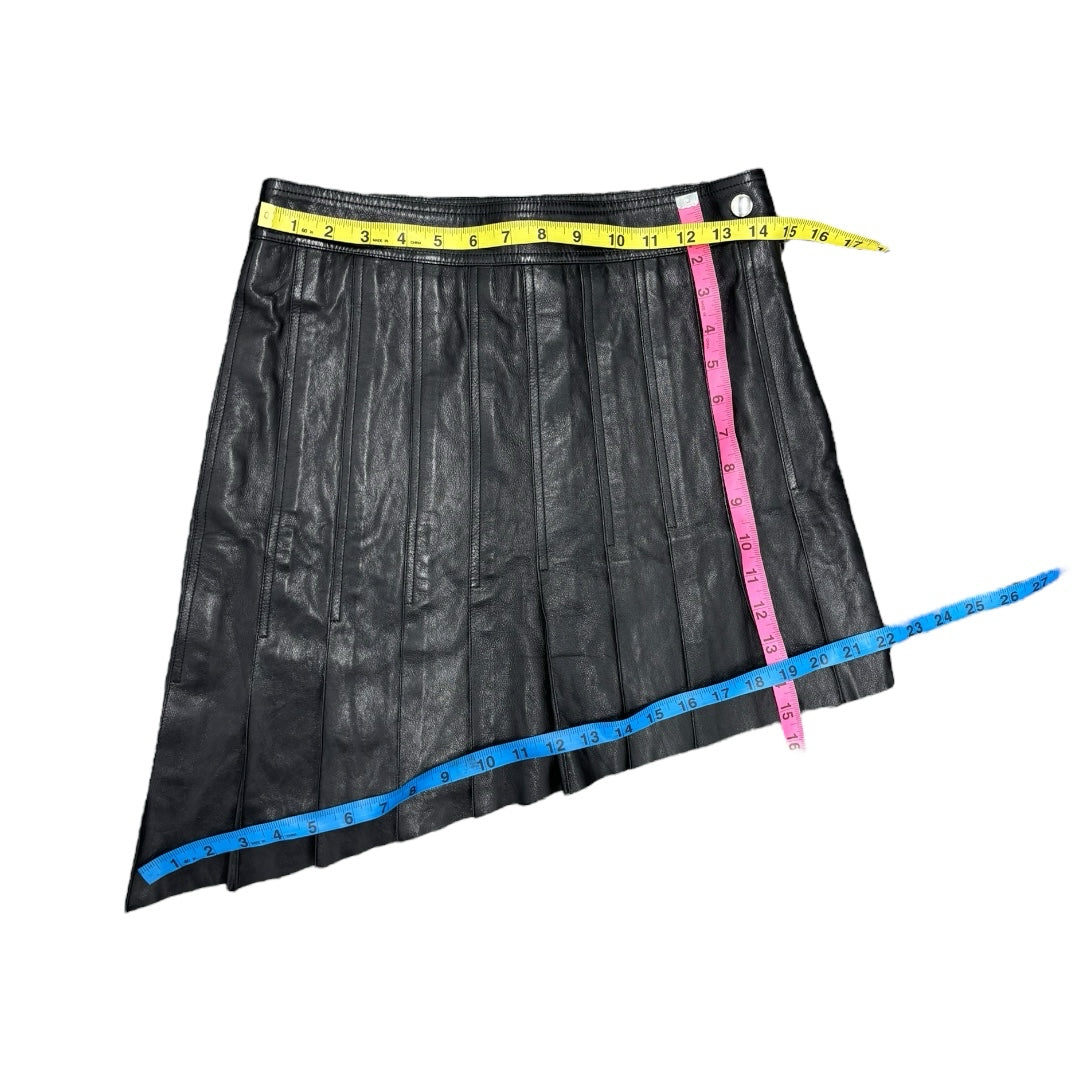 NWT Helmut Lang Pleated Asymmetrical Black Leather Skirt Clubbing Y2K Designer M