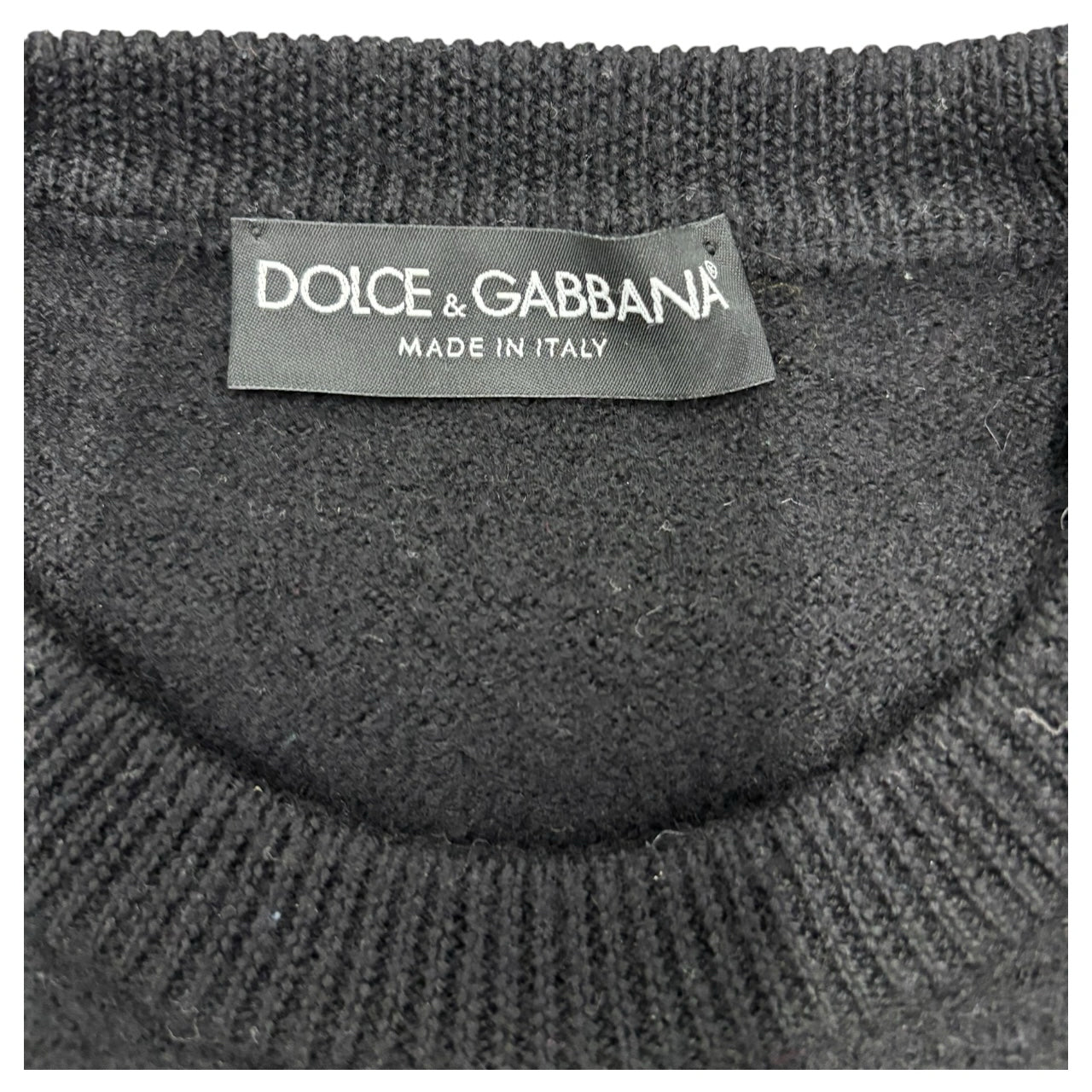 DOLCE & GABBANA DG EMBROIDERED WOOL BLACK SWEATER SZ 50