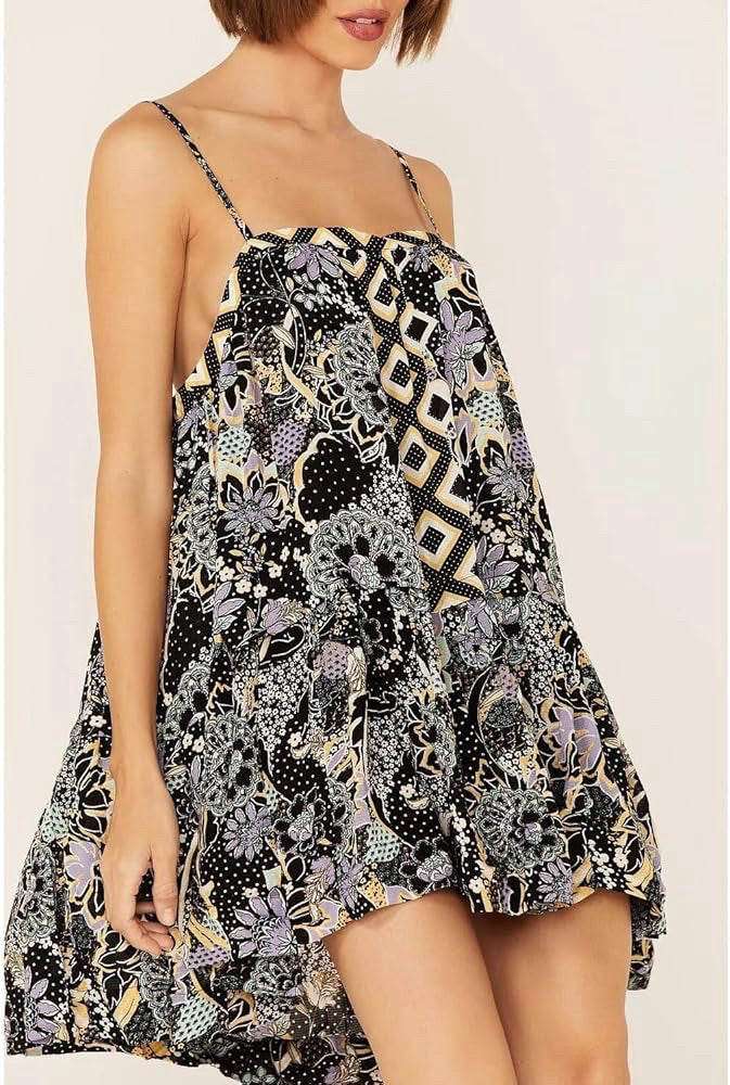 NWT Free People Intimately Get A Clue Mini Dress Black Motif Wmns Sz S