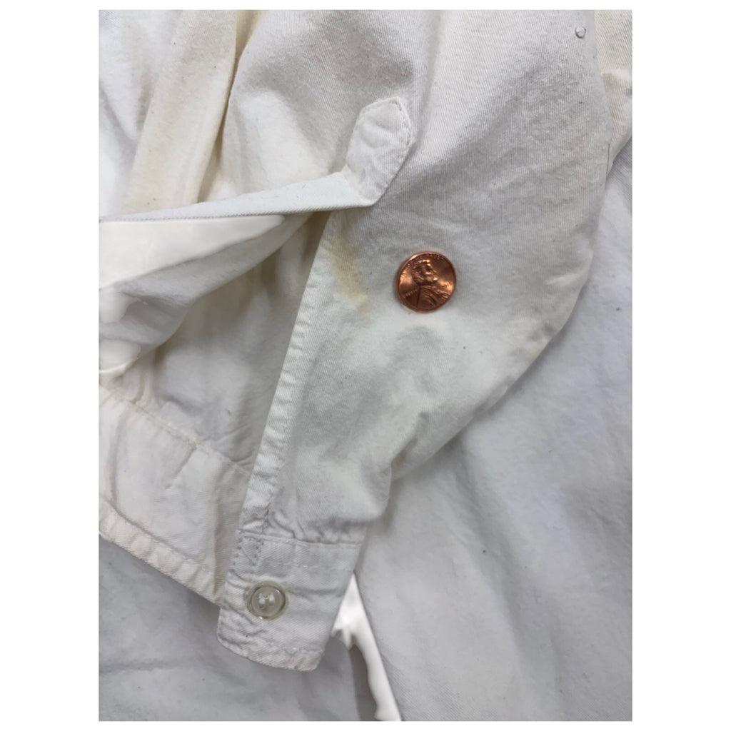 ANDREW BLUES Mens Y2k Vintage Tweety and Sylvester Embroidery White Long Sleeve Button Sz L