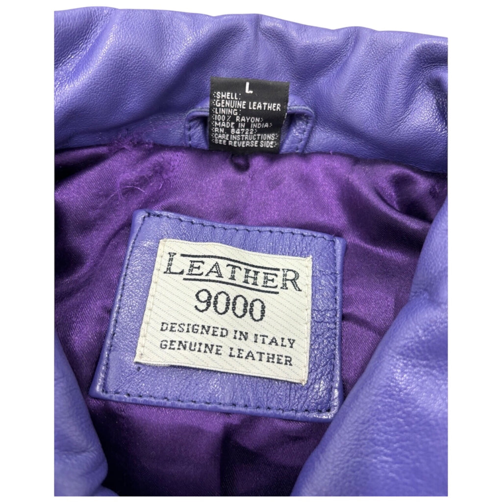 LEATHER 9000 Men's Omega Psi Phi Fraternity Leather Varsity Jacket Purple Gold D9 Sz L