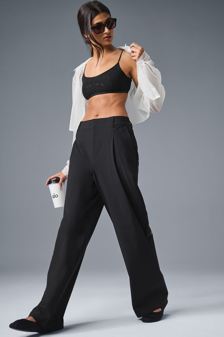 Alo Yoga Black High Waist Pursuit Women Trouser Regular Size M NWT