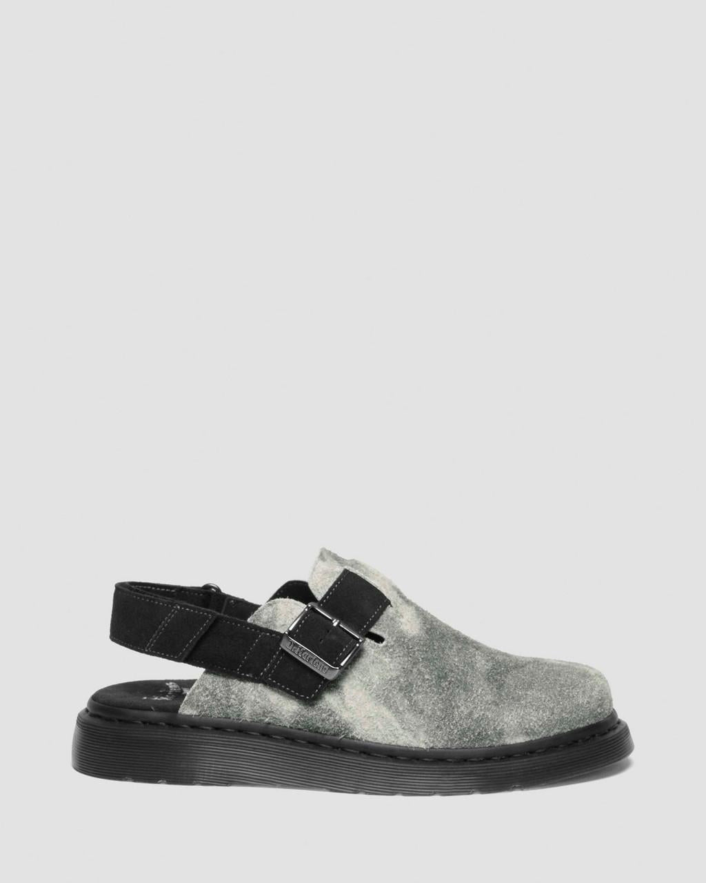 NWB Dr Martens Jorge II Hairy Suede Slip On Slingback Mule Gray Black Mns Sz 8