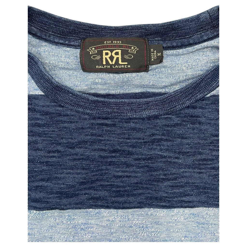 RRL Ralph Lauren Double RL Baby Tee Blue Navy Striped Shirt Mens Sz M