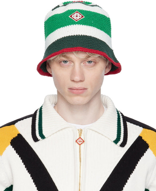 NWT Casablanca Green & White Crochet Bucket Hat