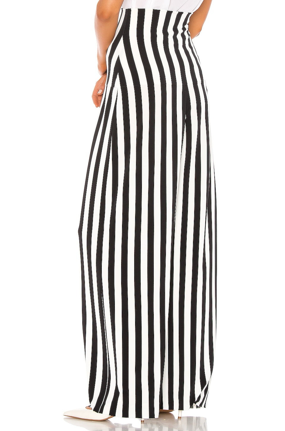 NWT Norma Kamali Striped High Waist Pleat Pant Wmns Sz S Black White Wide Leg