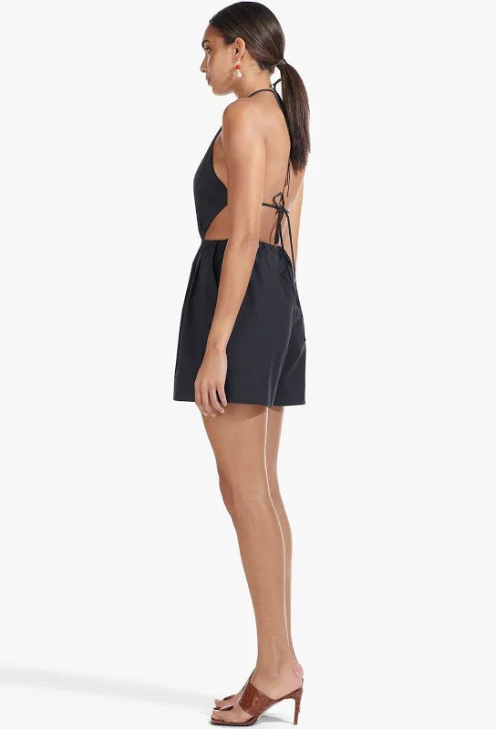 NWT Staud Georgia Black Halter Romper Wmns Sz 6