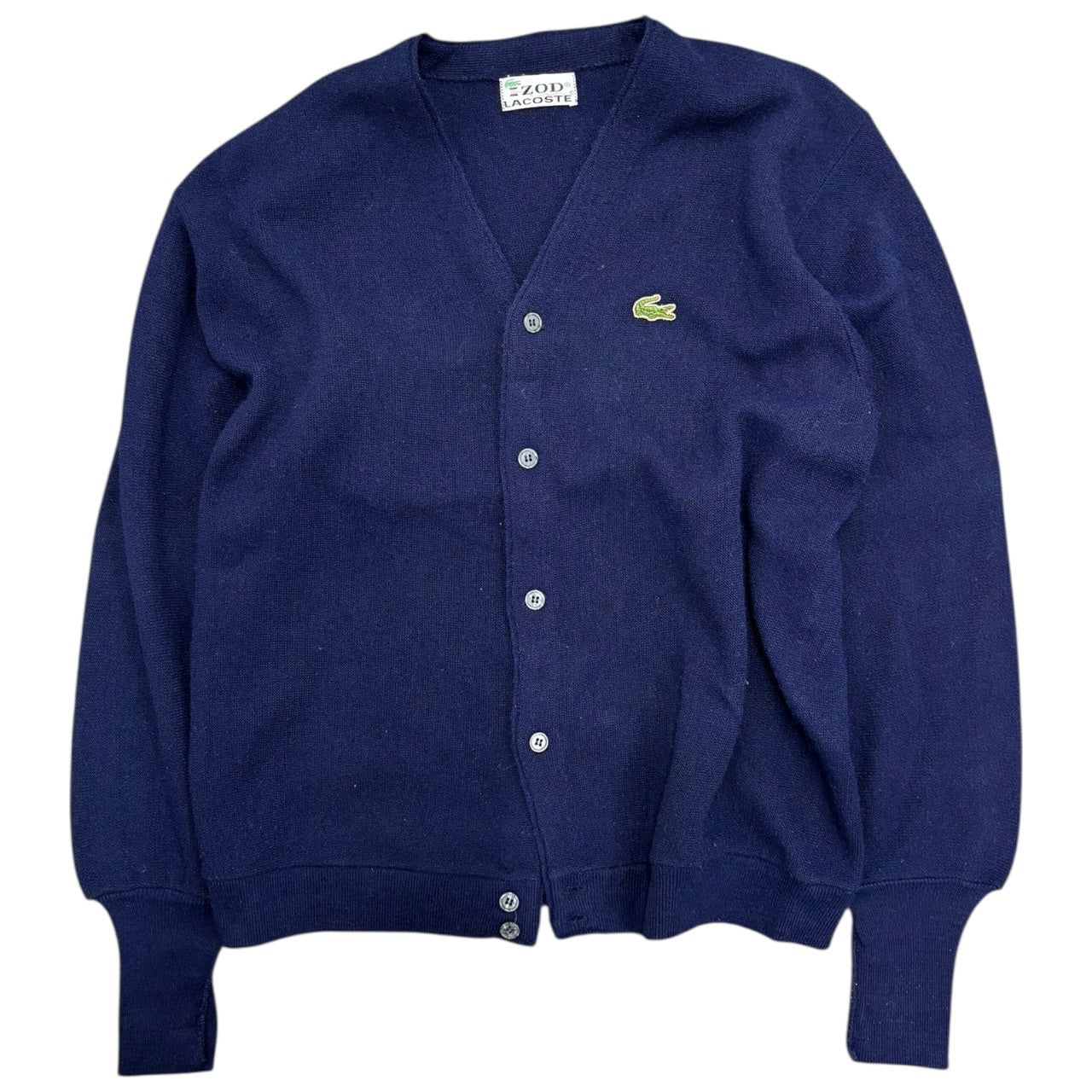 NWB Vintage Izod Lacoste 70s Navy Embroidery Logo Button Cardigan 