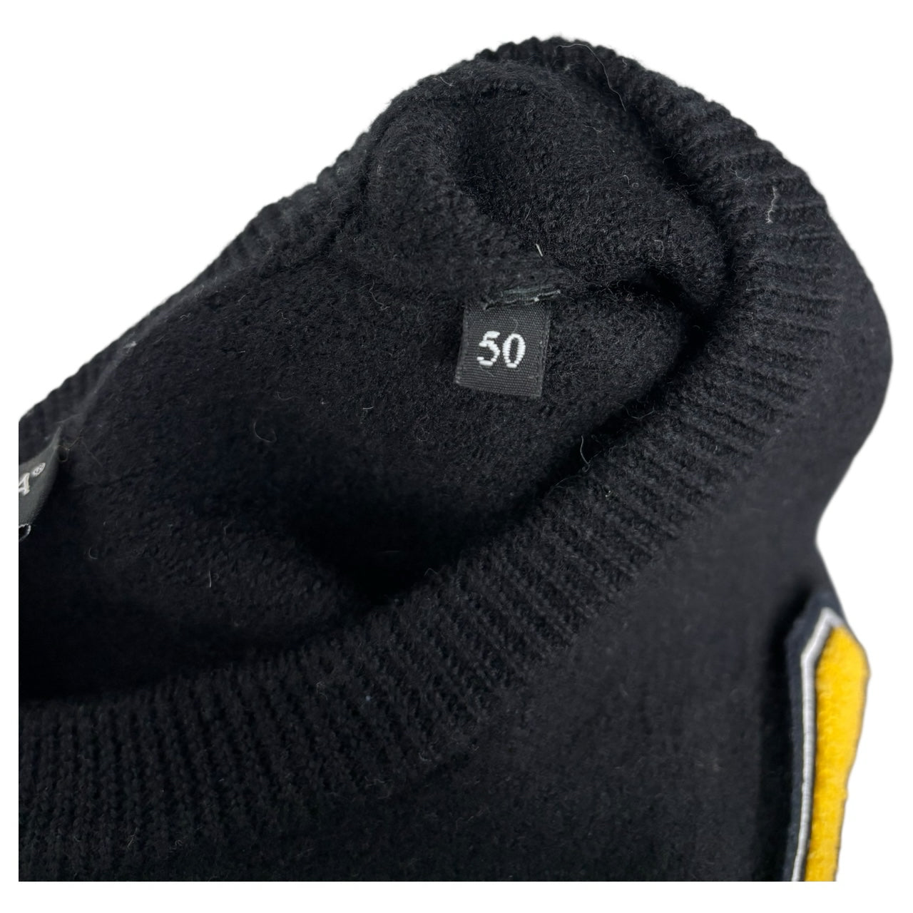 DOLCE & GABBANA DG EMBROIDERED WOOL BLACK SWEATER SZ 50