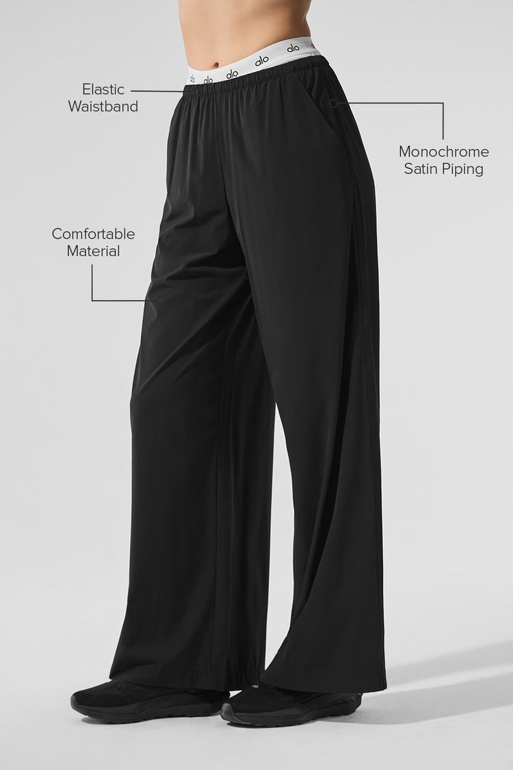 Alo Yoga Women Breezy Wide Leg Black Pant Sz M NWT