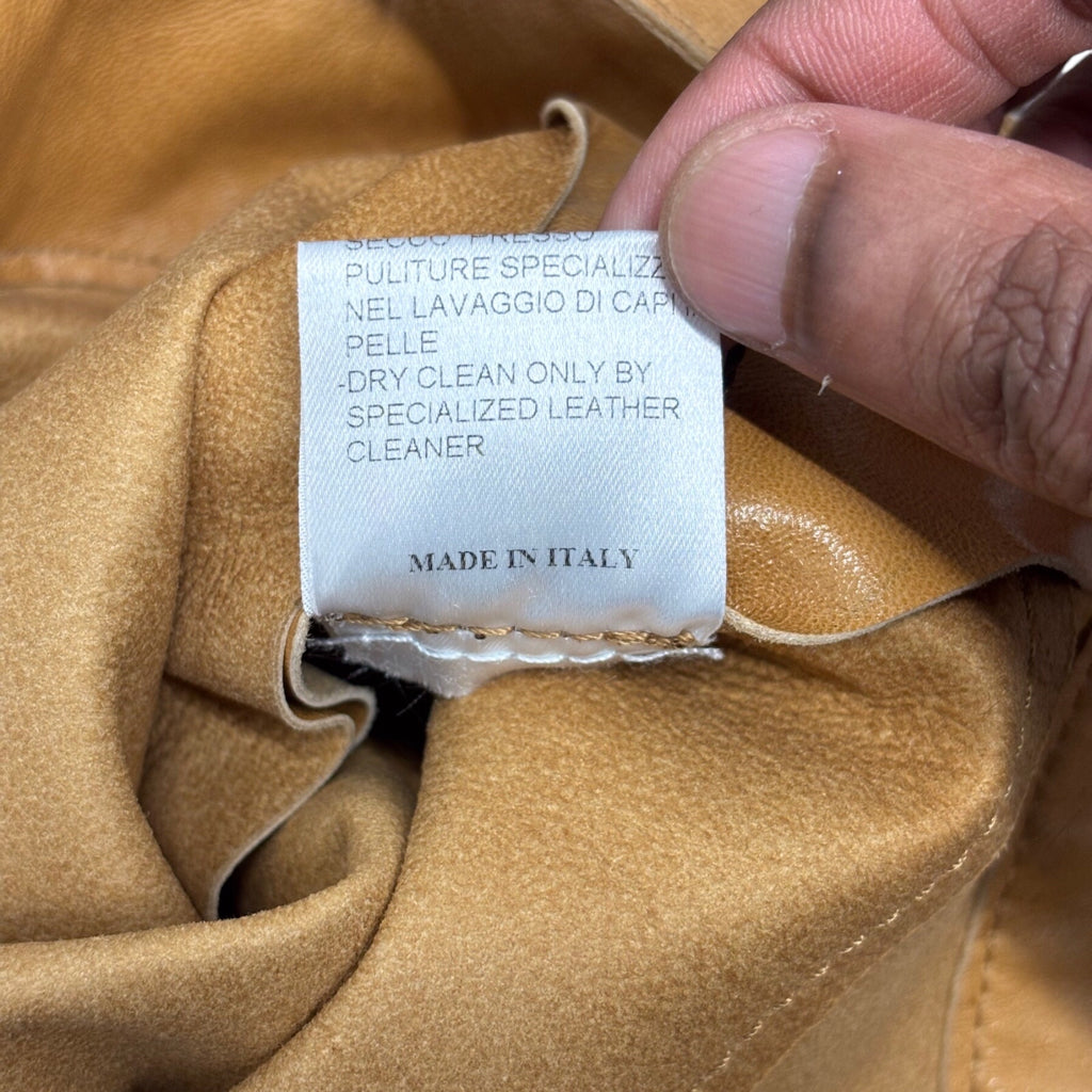 Vintage Bottega Veneta Leather Tan Women Shirt Sz 42 S