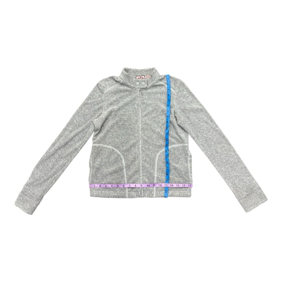 Vintage Juicy Couture Gray Velour Zip Up Biker Sweater Jacket Size M