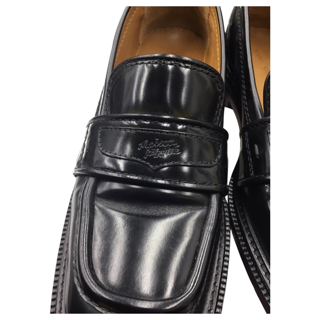 MAISON KITSUNE Womens Loafer Shoe Sz 40 Black Glossy Solid Color Preppy Classy
