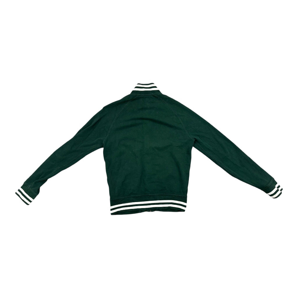 VTG Polo Ralph Lauren College Green Jersey Knit Varsity Zip Up Jacket Mns Sz S