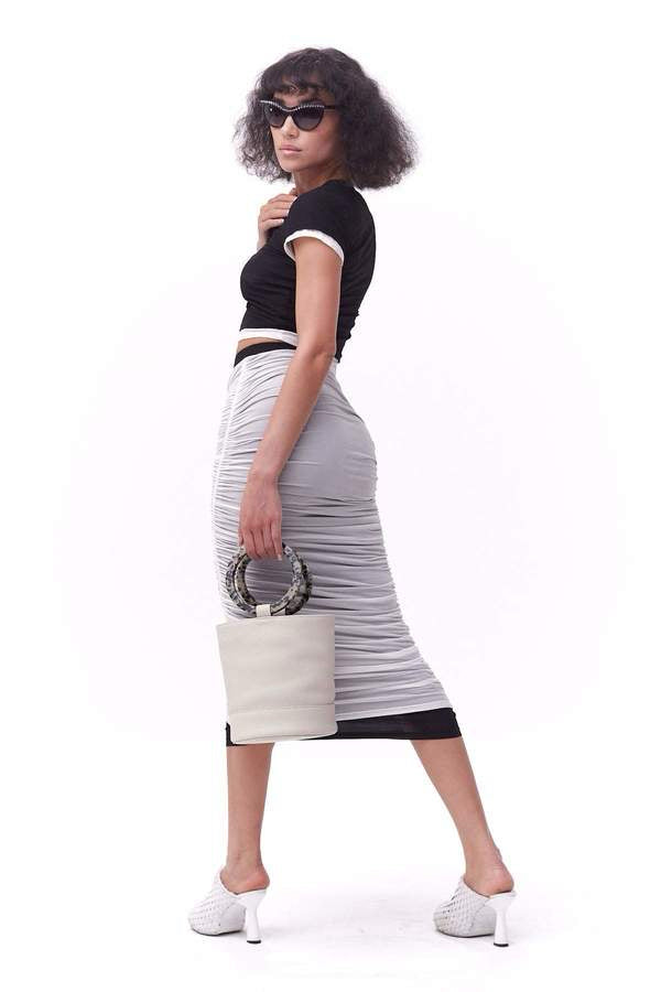Simon Miller Macademia Ruched Pluto Midi Wome Skirt Sz L NWT