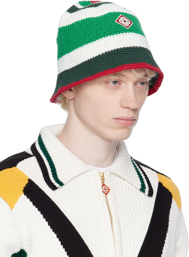 NWT Casablanca Green & White Crochet Bucket Hat