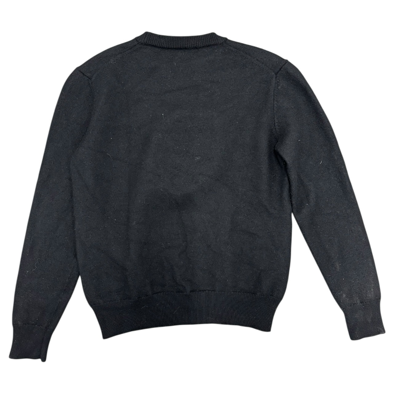 DOLCE & GABBANA DG EMBROIDERED WOOL BLACK SWEATER SZ 50