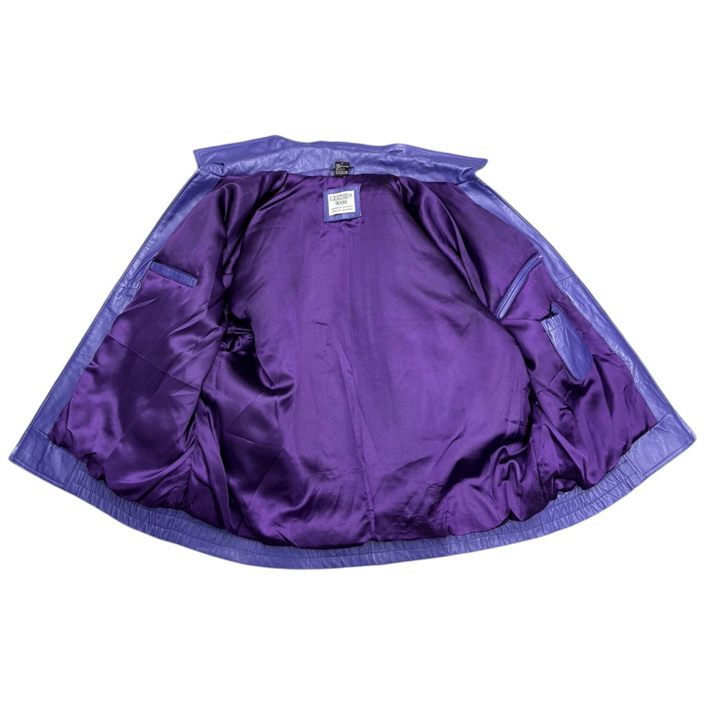 LEATHER 9000 Men's Omega Psi Phi Fraternity Leather Varsity Jacket Purple Gold D9 Sz L