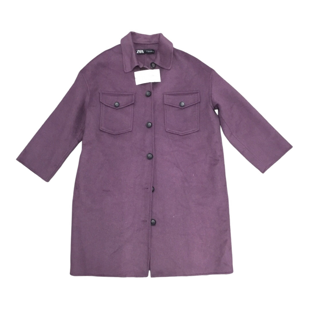 Zara Women Wool Blend Purple Overcoat Sz S NWT